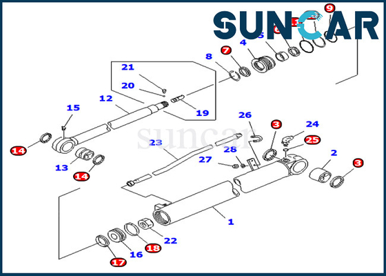 kopen PC75UD-2E pc75ud-2 Graafwerktuig 7079835140 Service Kit Arm Hydraulic Cylinder van KOMATSU 707-98-35140 online manufacture