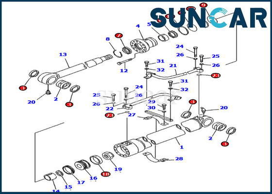 kopen van de de Boomcilinder van 20X-63-02010 20X6302010 de Dienst Kit For pc80-3 pc80lc-3 KOMATSU Zwaar Materiaal online manufacture