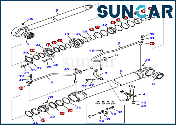 kopen Graafwerktuig 7219800920 Service Kits For PC800SE-8E0 KOMATSU van de Verbindingsuitrusting 721-98-00920 van de boomcilinder online manufacture