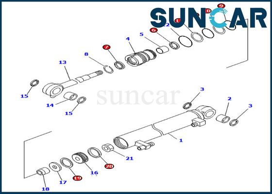kopen Graafwerktuig Sealing Kit 707-98-03030 7079803030 Uitrustingen van pc02-1 van de de Boomcilinder van KOMATSU de Verbindingsreparatie online manufacture