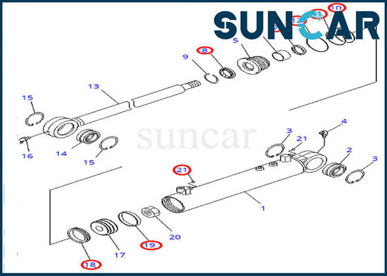 kopen D31EX-21 de Hydraulische Cilinder Kit Angle Seal Kit van KOMATSU 707-98-22850 7079822850 online manufacture
