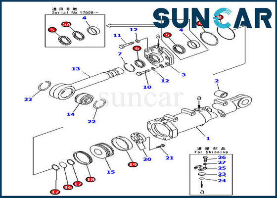 kopen D375a-3 Delen 707-98-74410 van KOMATSU Schuine stand die Kit Hydraulic Cylinder Service Kit verzegelen online manufacture