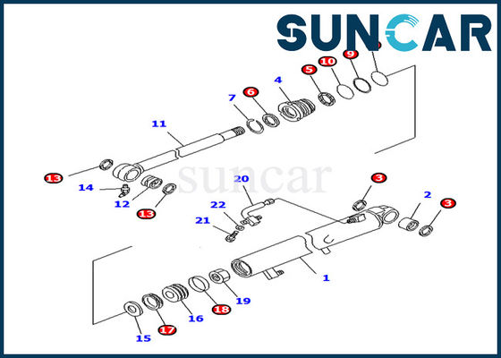 kopen 707-98-12260 KOMATSU pc25r-8 Delen die van Graafwerktuig Modelbucket cylinder inner Uitrusting verzegelen online manufacture