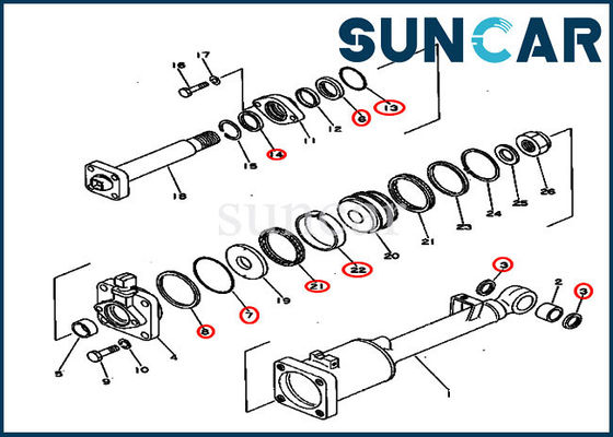 kopen Hydraulische Verbindingsuitrusting 131-63-05050 de Reparatieuitrustingen van de Schuine standcilinder voor KOMATSU D50A-16 D50P-16 online manufacture