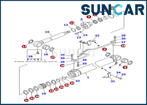 kopen 707-98-36250 Binnen de Reparatieverbinding Kit Parts van graafwerktuigboom cylinder service Kit Komatsu PC100-6Z online manufacture