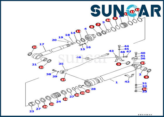 kopen Olieweerstand 707-99-44340 Hydraulische Binnenstee gedeelten van de Verbindingskit for komatsu PC100-6Z van de Wapencilinder online manufacture