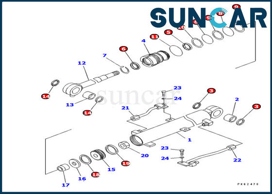 kopen KOMATSU pc03-2 van de Verbindingsuitrusting 707-98-03450 van de Boomcilinder de Reparatie Kit Model Inner Replacement Parts online manufacture