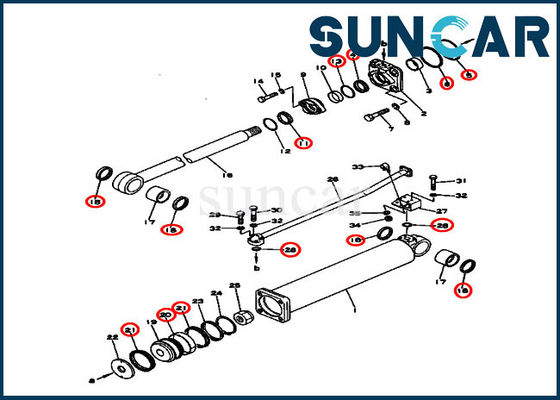 kopen Bulldozerdelen 131-63-05040 van de de Verbindingsuitrusting D53S-16 KOMATSU van de Lift Hydraulische Cilinder de Reparatieuitrustingen online manufacture