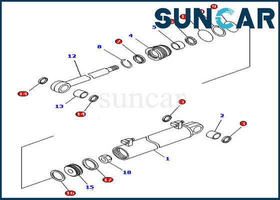 kopen De Verbindingsuitrusting 707-98-34580 van de liftcilinder de Vervangingsuitrustingen van KOMATSU voor de Bulldozer van de de Machtsschuine stand van de Machtshoek online manufacture