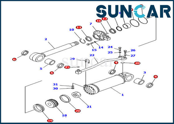 kopen Van de Verbindingsuitrusting 707-99-52230 van de schulpzaagcilinder de de Vervangingsdienst Kit For Komatsu D65E-12 D85ESS-2A online manufacture