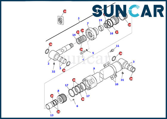 kopen 707-99-43300 de Uitrusting van de Dienstkit komatsu hydraulic cylinder seal van de boomcilinder pc95r-2 Binnenstee gedeelten online manufacture