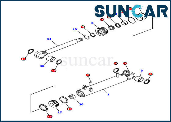 kopen D85EX-15 D85EX-15E0 modelleert 707-99-43250 KOMATSU de In orde makende Uitrusting van de de Verbindingsreparatie van de Schuine standcilinder online manufacture