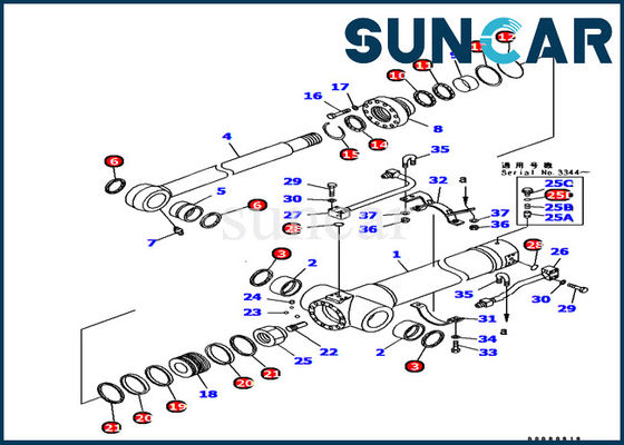 kopen Pc128uu-1 de Cilinder die van het graafwerktuig 707-99-38710 KOMATSU Wapen Kit Equipment Inner Parts verzegelen online manufacture