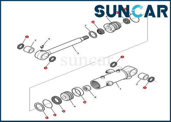 kopen KOMATSU 878000379 de Verbinding Kit Fits Excavator Machinery van de Bladcilinder pc12r-8 van de de Dienstbinnenstee gedeelten Uitrusting online manufacture