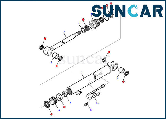 kopen De Verbindingsuitrusting 878000498 KOMATSU pc12r-8 van de emmercilinder de Olieweerstand van Graafwerktuiginner repair parts online manufacture