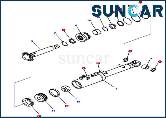 kopen D65EX-16 de Schuine stand van KOMATSU 707-99-43320 en de Uitrusting van de Dienstkit dozer blade tilt seal van de Hoogtecilinder online manufacture