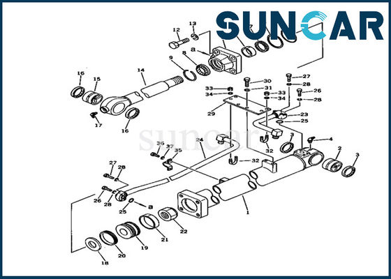 kopen 707-98-37510 van de de Emmercilinder van KOMATSU de Verbindingsuitrustingen pc150lc-1 Graafwerktuig Modelrepair service kit online manufacture