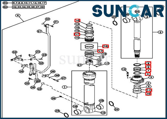 kopen 4S00715 van de Dienstkit john deere 240DLC 250GLC van de boomcilinder het Graafwerktuig Replacement Seal Kit online manufacture