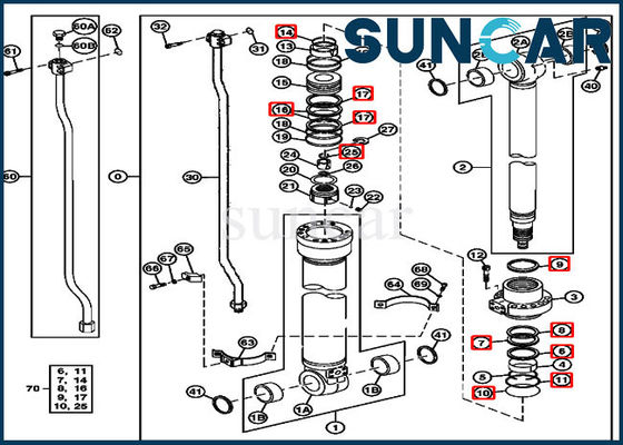 kopen Componenten 4369943 Hydraulische Reparatieverbinding Kit Fits 230CLC John Deere Equipment van de wapencilinder online manufacture