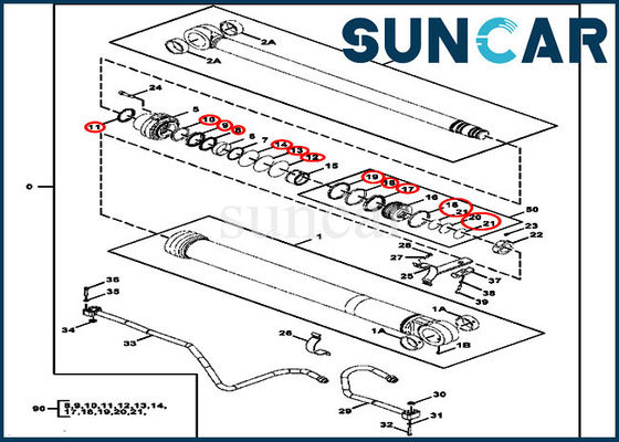 kopen De Hoge drukdelen FYA00006593 van 300GLC Deere Boomverbinding Kit Cylinder Replacement Kits online manufacture