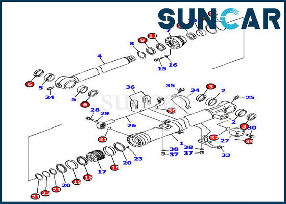 kopen Van de de Cilinderverbinding van de vervangstukken 707-99-37290 Emmer Uitrusting pc160lc-7 de Hydraulische Verzegelende Uitrusting van KOMATSU online manufacture