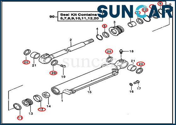 kopen 4355825 DEERE-Pasvormengraafwerktuig Cylinder Blade Parts van de Dienstkit hydraulic seal repair kits online manufacture