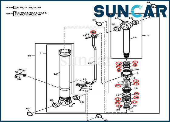 kopen FYA00010735 de Componenten van graafwerktuigService Kit John Deere Hydraulic Bucket Cylinder online manufacture