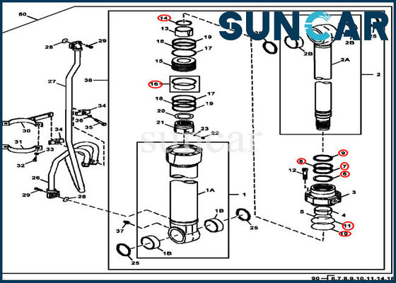 kopen 4S00783 JOHN DEERE Boomreparatie die het Graafwerktuig van Kit Cylinder Components Fits verzegelen 380GLC 350GLC online manufacture