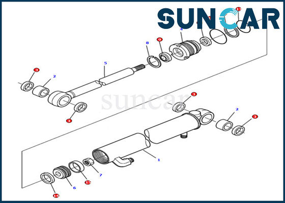 kopen 878000501 LUXEwapencilinder die Kit Komatsu Excavator verzegelen pc15r-8 Hydraulische Binnenstee gedeelten online manufacture