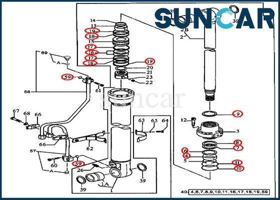 kopen Van de de Uitrustingsat196470 Boom van de vervangingsverbinding de Cilinderolie die Kit For 490E John Deere Equipment verzegelen online manufacture