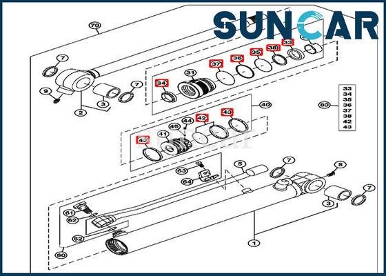 kopen 4652138 droeg de Hydraulische de Reparatieverbinding Kit Fits 35mm Staaf 55mm van de Emmercilinder JOHN DEERE online manufacture
