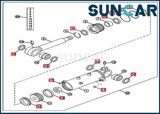 kopen 4652458 Bladvervanging die het Graafwerktuig Cylinder Seal Kits verzegelen van Kit John Deere 27D online manufacture