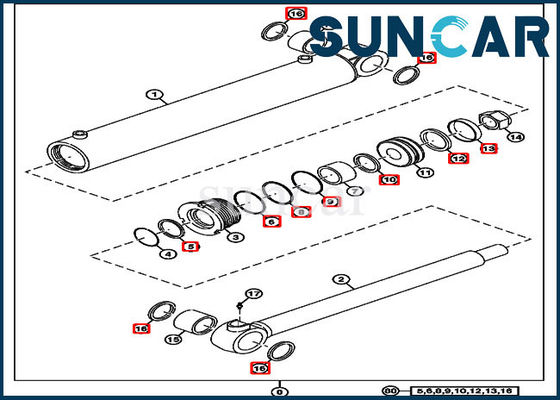 kopen Van de de Cilinderverbinding van de 4705345 Boomschommeling de Reparatieuitrusting 50D John Deere Excavator Sealing Kits online manufacture