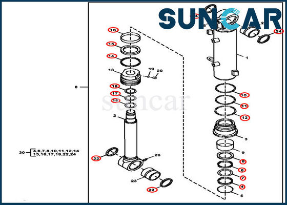 kopen Delen FYD00003245 van 60D 60G Deere Reparatieverbinding Kit Blade Cylinder Sealing Kit online manufacture