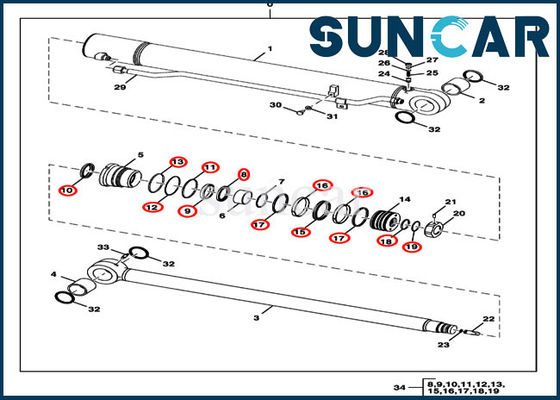 kopen Van de het Wapenreparatie van FYD00000077 Deere de Uitrusting van de Verbindingskit excavator hydraulic cylinder service online manufacture