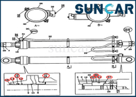 Case Parts CX800 LZ00439 Arm Repair Seal Kit Crawler Excavator Cylinder Sealing Kit