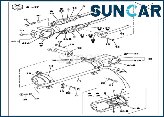 kopen Het COMPUTER-AIDED SOFTWARE ENGINEERING van CX350C CX330 Hydraulische OEM van de Verbindingsuitrusting LZ007310 de Vervangingsuitrustingen van de Emmercilinder online manufacture