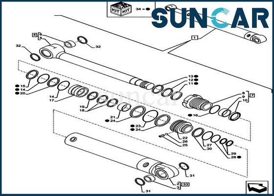 kopen Dipper/van de het Gevallz012040 Boom van SR van CX80C CX75C Wapenverbinding Kit Cylinder Sealing Kit online manufacture
