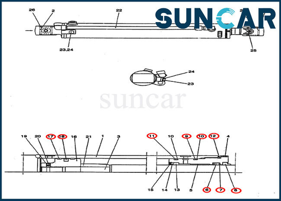kopen Van de de Schommelingscilinder van de slijtageweerstand PM01V00044R300 van de de Dienstuitrusting CX25 het Gevalgraafwerktuig Seal Kits online manufacture