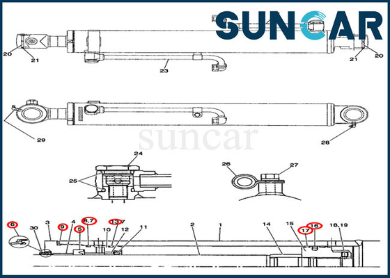 kopen PW01V00043R300 van de Verbindingskit models CX36B CX31B van de boomcilinder het Graafwerktuig Case Sealing Kit online manufacture
