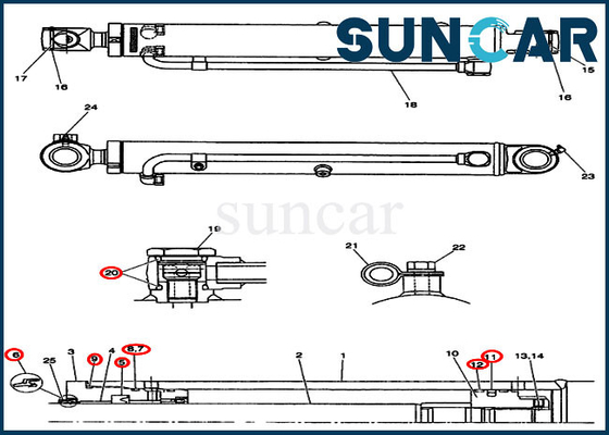 kopen De Uitrustingspw01v00046r300 OEM van de emmerverbinding Verzegelende Uitrusting van de Gevalcx36 CX31 de Hydraulische Cilinder online manufacture