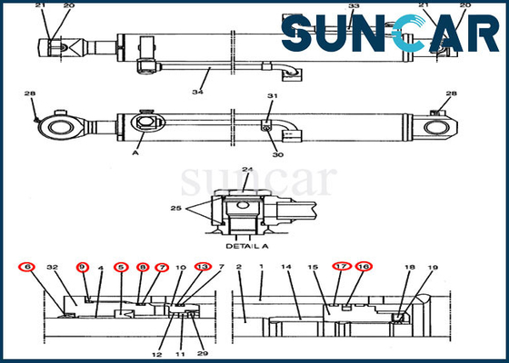 kopen PY01V00030R300 van de de Boomcilinder van Kit Case Parts CX47 van de reparatieverbinding Hydraulische de Dienstuitrusting online manufacture