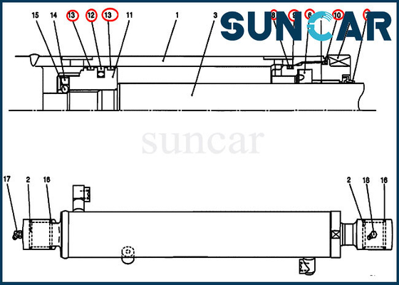 kopen Van de het Wapenverbinding van de cilinder de Verzegelende Uitrusting PV01V00045R300 Delen van de het Gevalbouw van Kit Fits CX27B CX17B online manufacture
