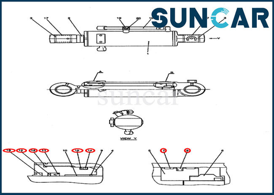 kopen Volledige Hydraulische de Bulldozercilinder die van de Verbindingsuitrusting PY01V00040R300 de Delen van het de Reparatiegeval van Kit For CX50B verzegelen online manufacture