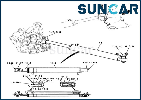 kopen PH01V00031R400 van het de Uitrustingscx50b Geval van de verbindingsvervanging het Kruippakjegraafwerktuig Swing Cylinder Kits online manufacture