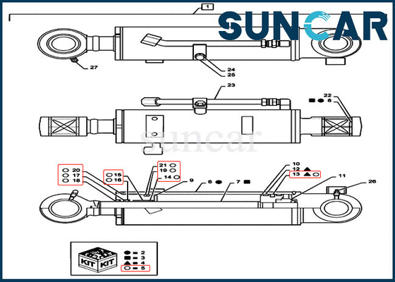 kopen Van de de Bulldozercilinder van de slijtageweerstand PS01V00005R400 van de Zuigerrod seal kit for case CX55B het Kruippakjegraafwerktuig online manufacture