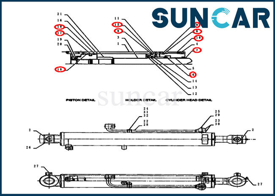 kopen Van de de Uitrustingspy01v00054r300 Cilinder van de boomverbinding van de de Verbindingsreparatie het Gevalmachines van Kit For Excavator CX55BMSR online manufacture