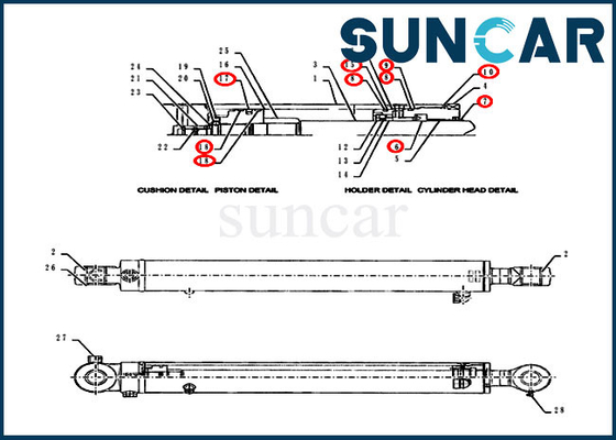 kopen PY01V00050R300 van de de Vervangingsverbinding van de wapencilinder het Materiaalmodellen van Kit Fits Case CX55BMSR online manufacture
