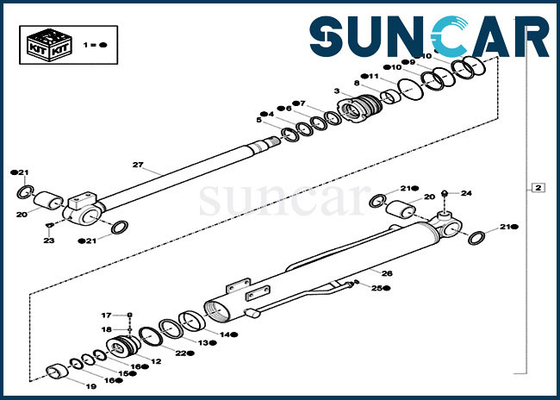 kopen CX17C geval xkcc-01524 Boomcyl Verzegelende Uitrusting XKCC01524 Mini Excavator Cylinder Service Kit online manufacture