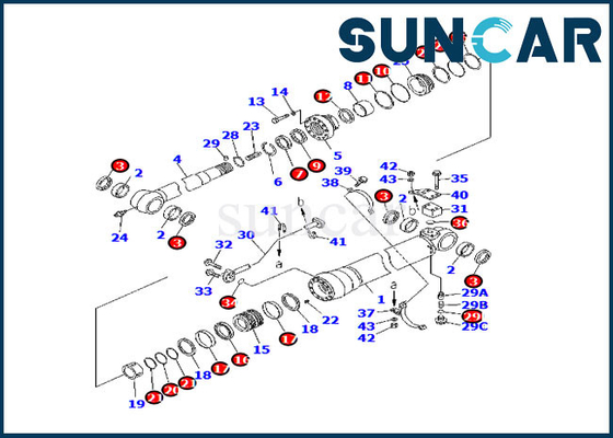 kopen De de Cilinderdienst overzee Kit For Komatsu Excavator pc220-7 pc220-7 van het Versie 707-99-58070 Wapen online manufacture